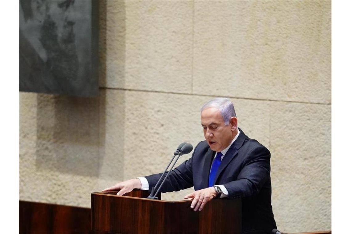 Benjamin Netanjahu bei der Vereidigung der neuen israelischen Regierung. Foto: Adina Valman/Knesset Spokespersons' Office/AP/dpa
