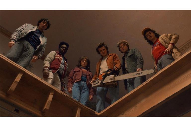 Bereit fürs „Stranger Things“-Finale: Finn Wolfhard, Caleb McLaughlin, Natalia Dyer, Joe Keery, Charlie Heaton und Gaten Matarazzo (von links)