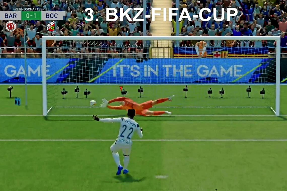 Bereits einige Elfmeter wie hier zwischen dem TSV Lippoldsweiler und dem SV Spiegelberg gab es beim 3. BKZ-FIFA-Cup. Screenshot: Twitch