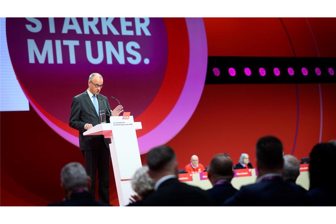 Berlin: Bundeskanzler Merz spricht beim 23. Ordentlichen DGB-Bundeskongress im Estrel Congress Center