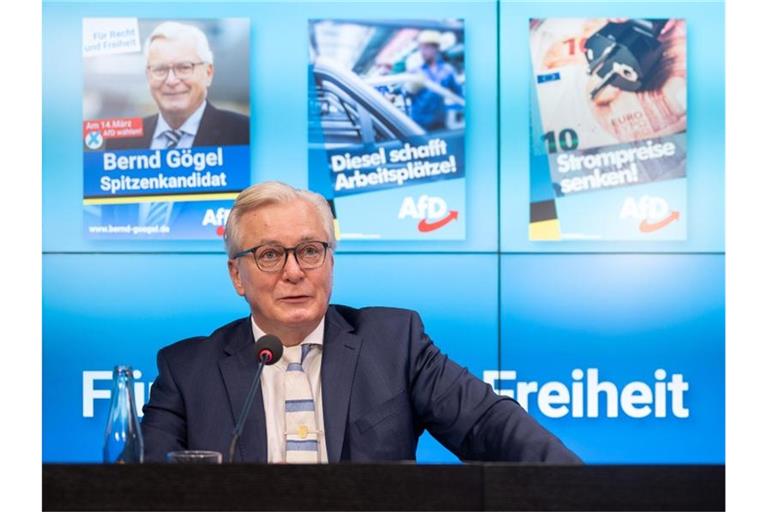 Bernd Gögel spricht bei einer Veranstaltung der AfD. Foto: Sebastian Gollnow/dpa