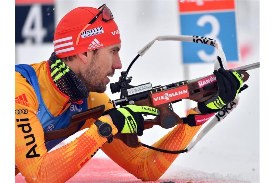 Bester Deutscher über 20 Kilometer in Antholz: Arnd Peiffer. Foto: Martin Schutt/dpa