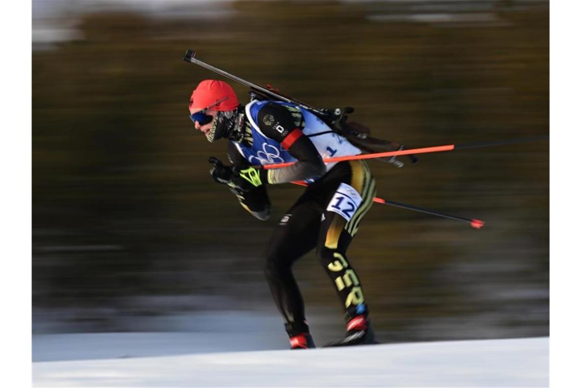 Biathlet Benedikt Doll wurde im Massenstart Achter. Foto: Hendrik Schmidt/dpa