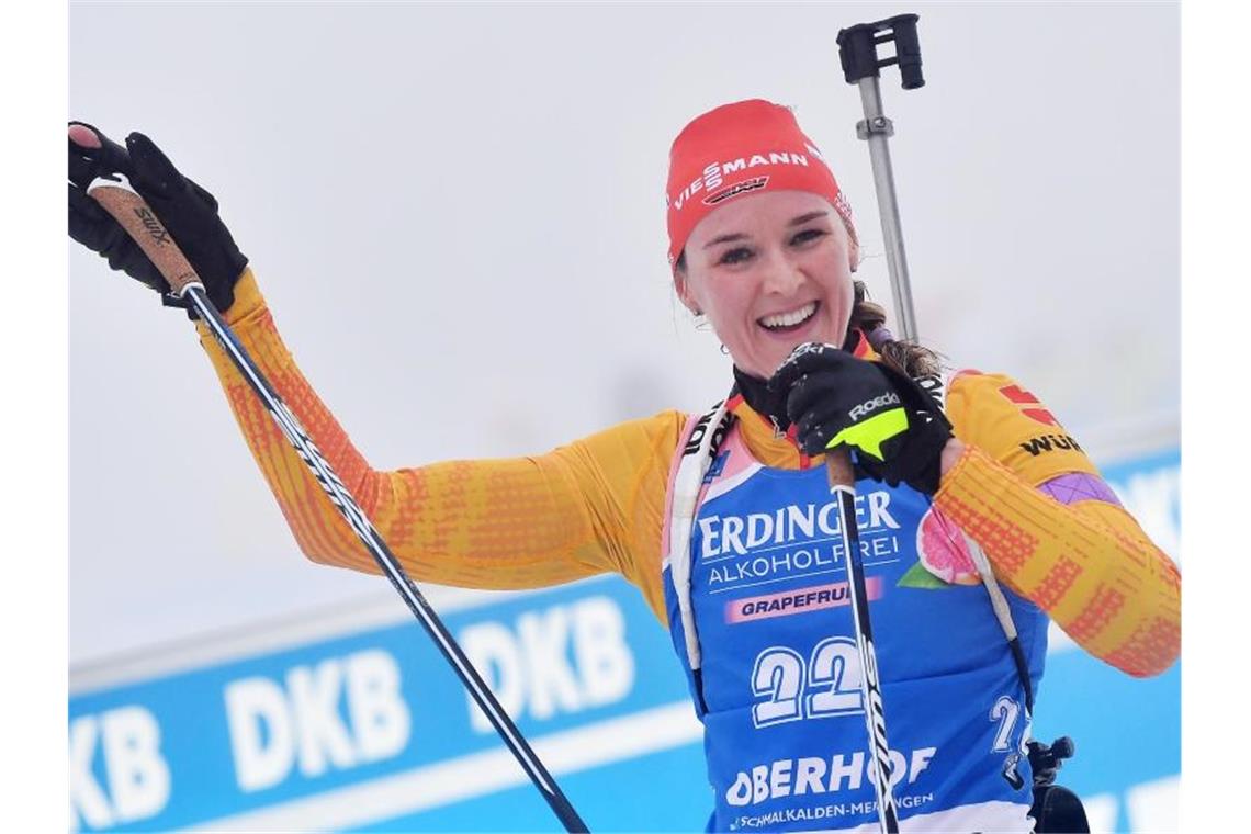 Biathletin Denise Herrmann geht beim Weltcup in Oberhof auch in der Staffel an den Start. Foto: Martin Schutt/dpa-Zentralbild/dpa