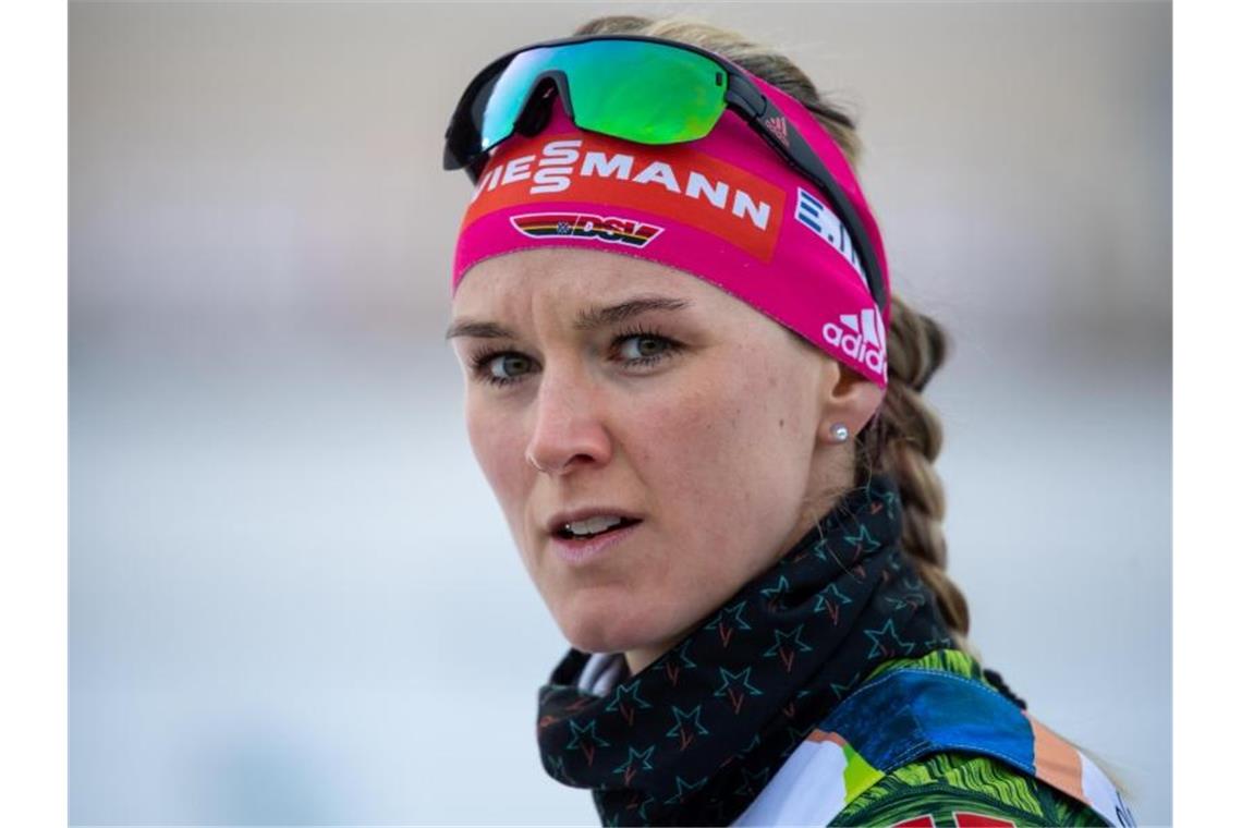 Biathletin Denise Herrmann lief in Finnland auf den zweiten Platz. Foto: Sven Hoppe/dpa