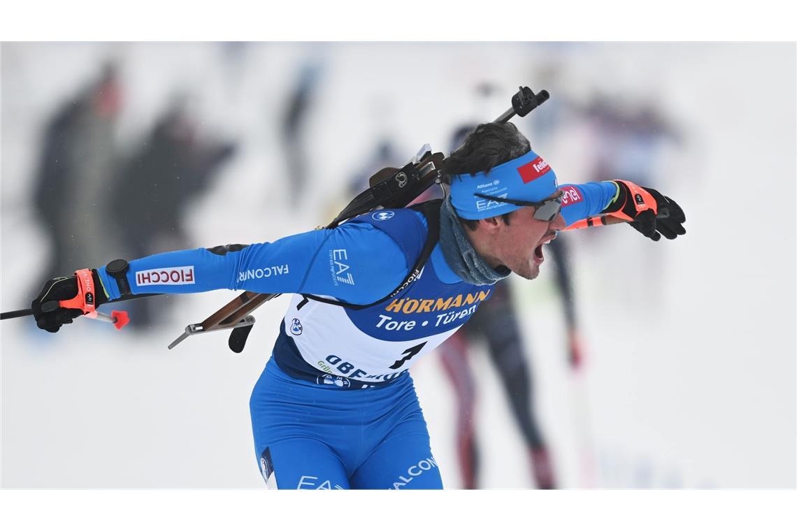 Biathlon-Weltcup Oberhof: Giacomel jubelt nach Verfolgung über 12,5 km