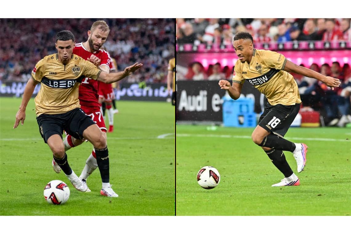 Bilal El Khannouss (links) und Jamie Leweling kamen zuletzt gegen den FC Bayern im Verlauf der zweiten Hälfte ins Spiel.