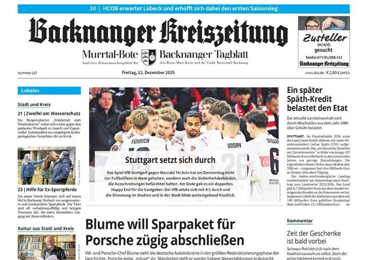 Backnanger Kreiszeitung verspätet zugestellt