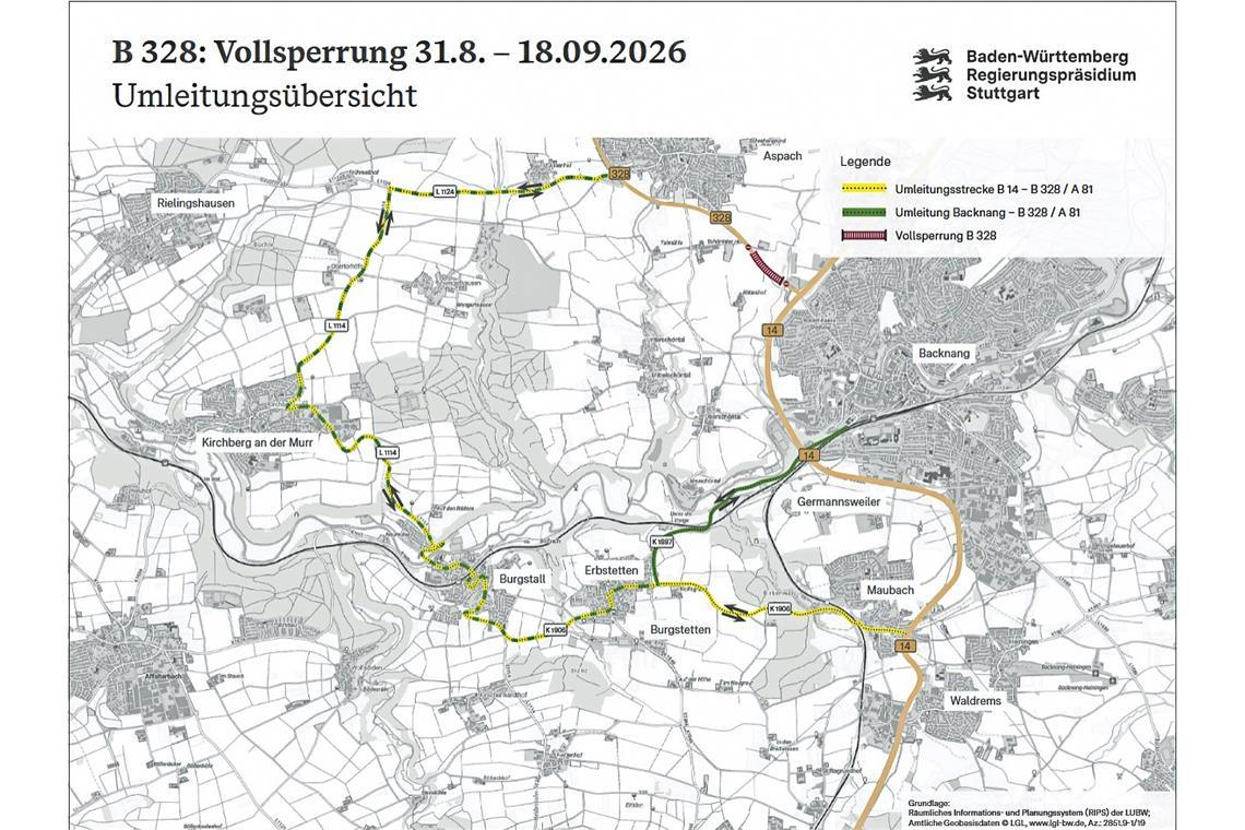 RP gibt Umleitungsstrecke für Zubringersperrung bekannt