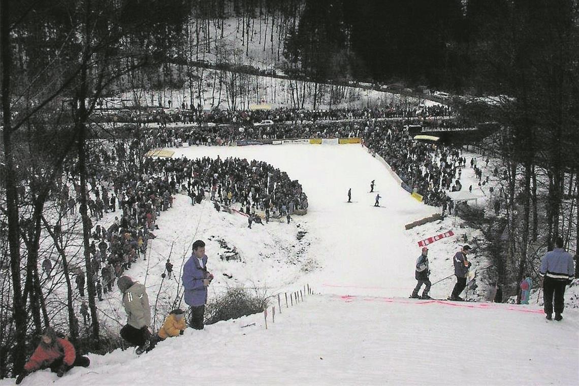 Ski-Adler, die durchs Lautertal fliegen