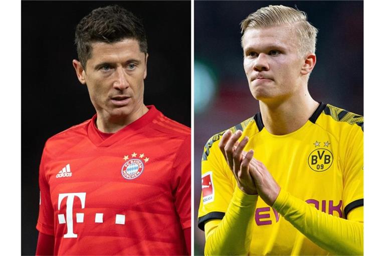 Bildeten in der FIFA-Weltelf das Sturmzentrum: Robert Lewandowski (l) und Erling Haaland. Foto: Soeren Stache/Guido Kirchner/dpa