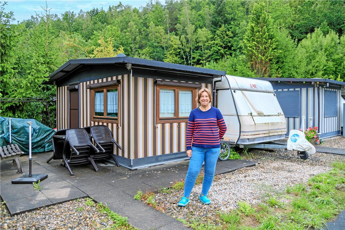 Birgit Zor und ihre Familie machen regelmäßig Urlaub auf dem Campingplatz am Waldsee in Fornsbach. Foto: Stefan Bossow