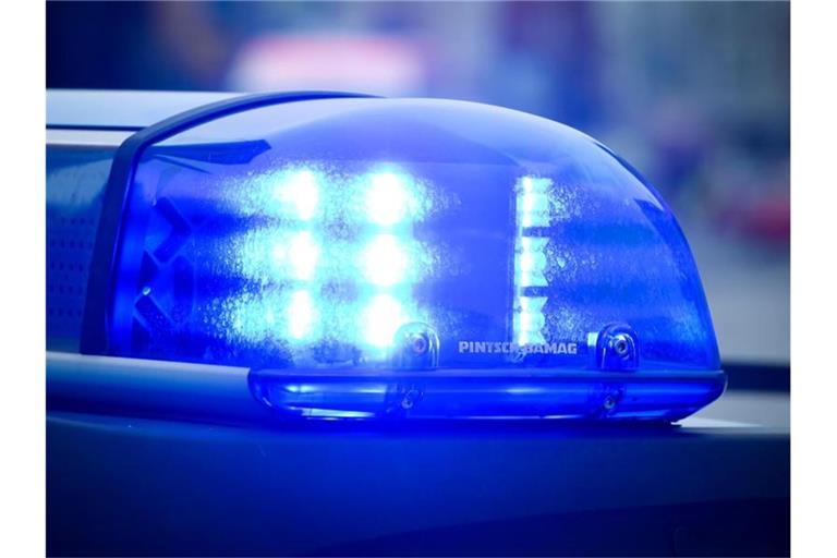 Blaulicht an einem Polizeiauto. Foto: Patrick Pleul/dpa/Symbolbild