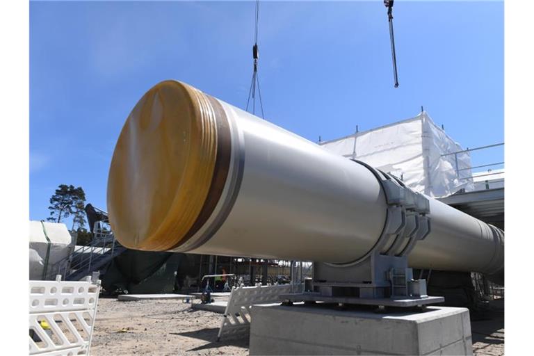 Blick auf die Baustelle der Empfangsstation der Ostseepipeline „Nord Stream 2“ bei Lubmin. Foto: Stefan Sauer