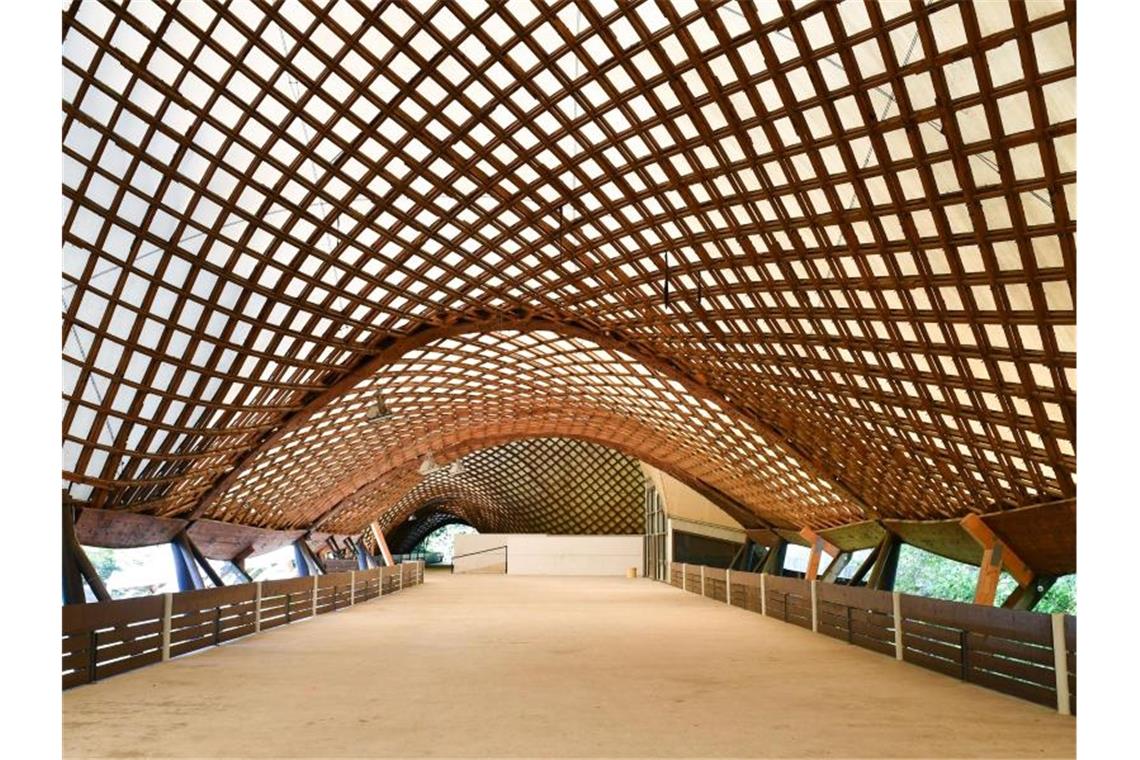 „Architektur-Ikone“ Multihalle zu neuem Leben erwecken Blick auf die Deckenkonstruktion der Mulithalle im Herzogenriedpark in Mannheim. Foto: Uwe Anspach/Archiv