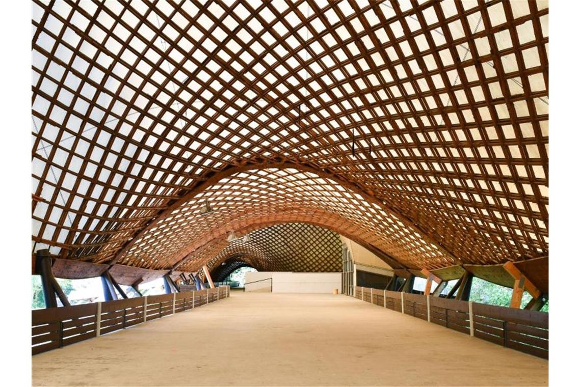 Multihalle soll zu neuem Leben erweckt werden Blick auf die Deckenkonstruktion der Mulithalle im Herzogenriedpark. Foto: Uwe Anspach/Archivbild
