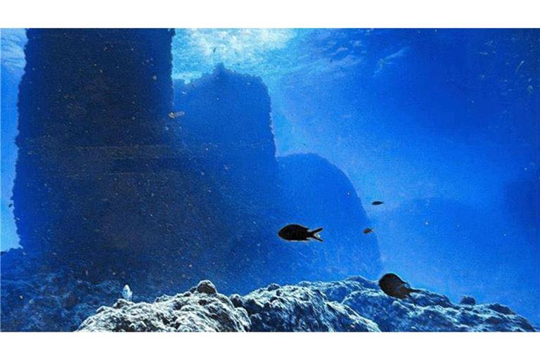 Blick auf die Ruinen der versunkenen ägyptischen Tempelstadt Taposiris Magna.