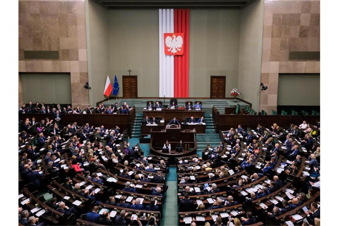 Blick in das polnische Parlament in Warschau. Foto: Grzegorz Banaszak/ZUMA Wire/dpa
