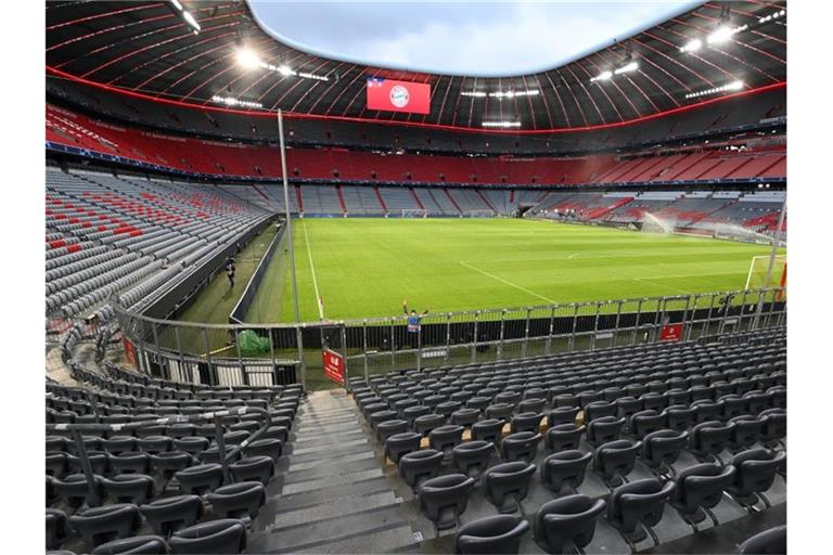 Blick in die Allianz-Arena. Hier sollen die drei EM-Gruppenspiele der deutschen Nationalmannschaft stattfinden. Foto: Sven Hoppe/dpa