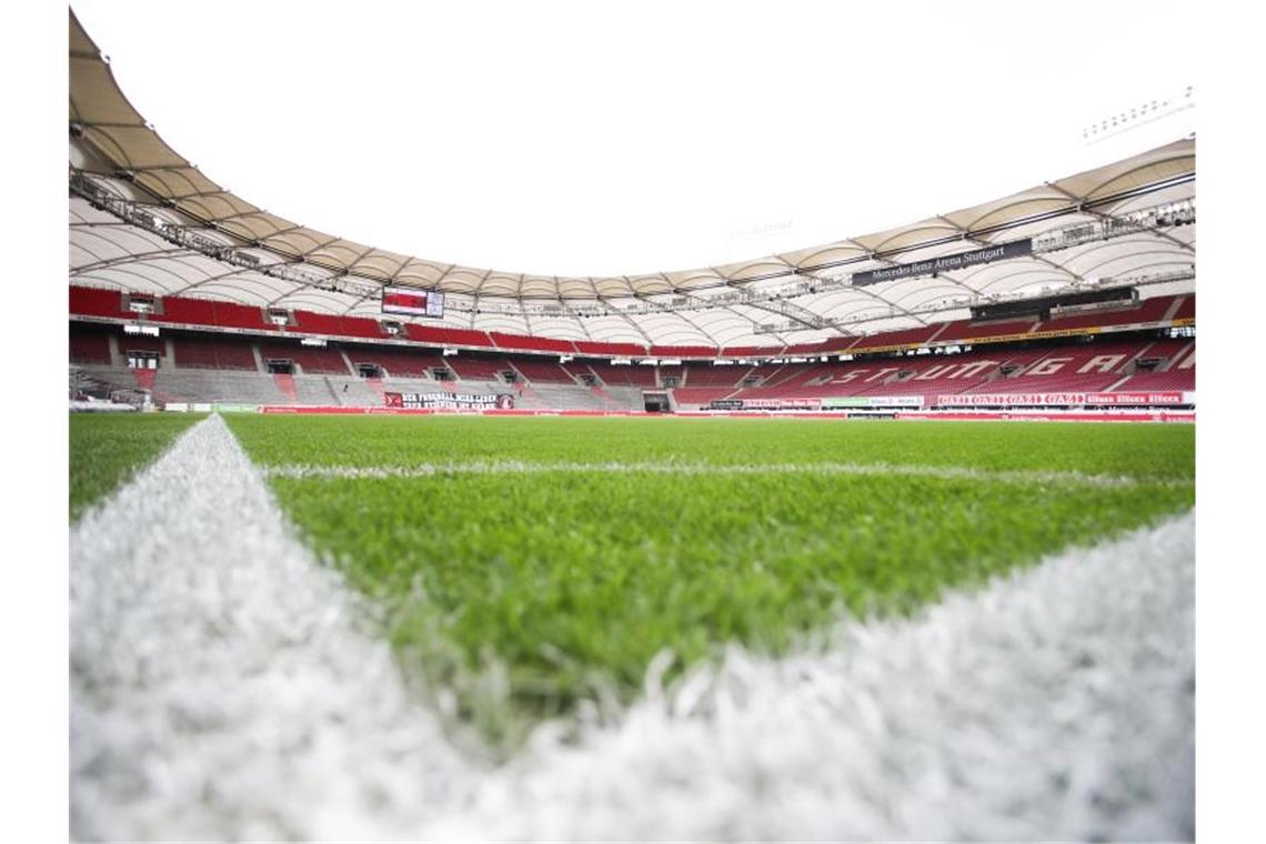 Blick in die leere Mercedes-Benz-Arena in Stuttgart. Foto: Tom Weller/dpa-Pool/dpa/Archivbild