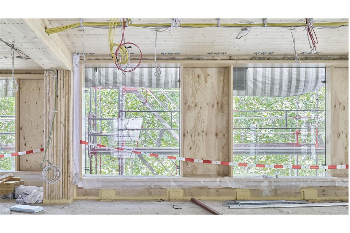 Langlebig und ressourcensparend – diese Stuttgarter Architektur schont die Umwelt Blick ins Innere der Baustelle.