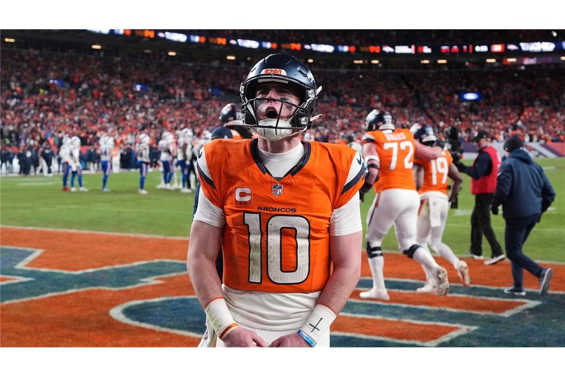 Bo Nix hat die Broncos zum ersten Playoff-Erfolg seit dem Super-Bowl-Sieg vor zehn Jahren geführt.