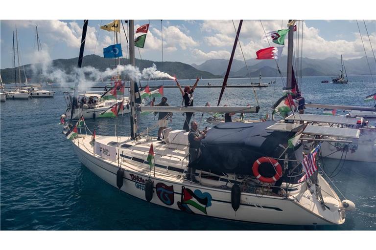 Boote der «Global Sumud Flotilla» verlassen den Hafen von Marmaris in der Türkei in Richtung Gaza.