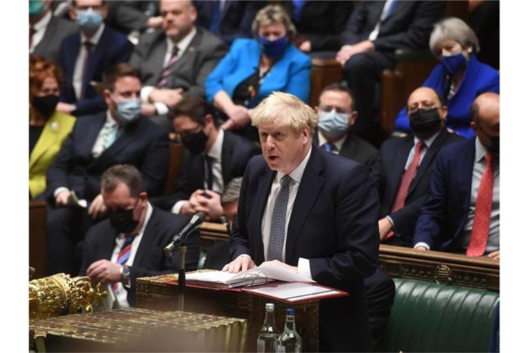 Boris Johnson bei einer Fragestunde im britischen Unterhaus. Foto: Uk Parliament/Jessica Taylor/PA Media/dpa
