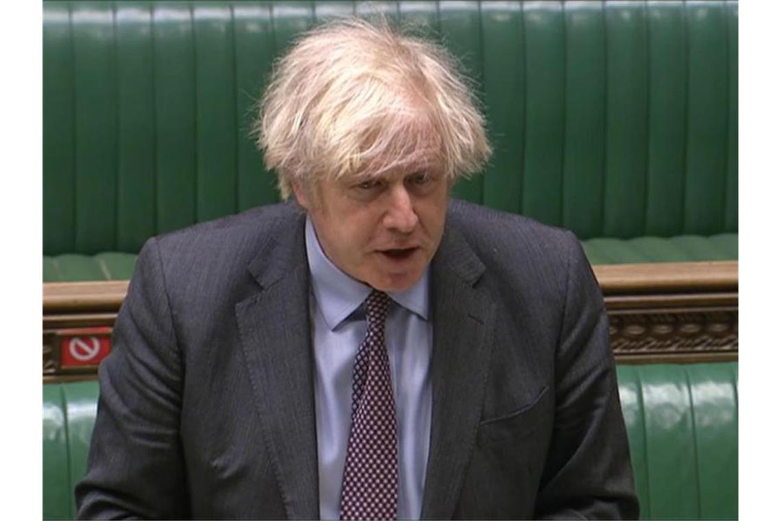 Johnson will Corona-Maßnahmen bis Ende Juni aufheben Boris Johnson, Premierminister von Großbritannien, erläutert im britischen Unterhaus den Fahrplan für die Lockerung der coronabedingten Beschränkungen. Foto: House Of Commons/PA Wire/dpa