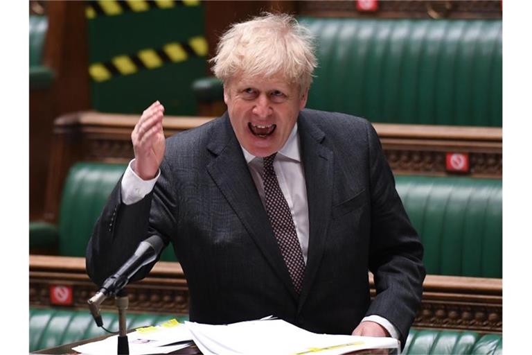 Boris Johnson verteidigte sein Vorgehen in der Causa Dyson im Parlament: Es sei darum gegangen, in der Hochphase der Pandemie Leben zu retten. Foto: Uk Parliament/Jessica Taylor/PA Media/dpa