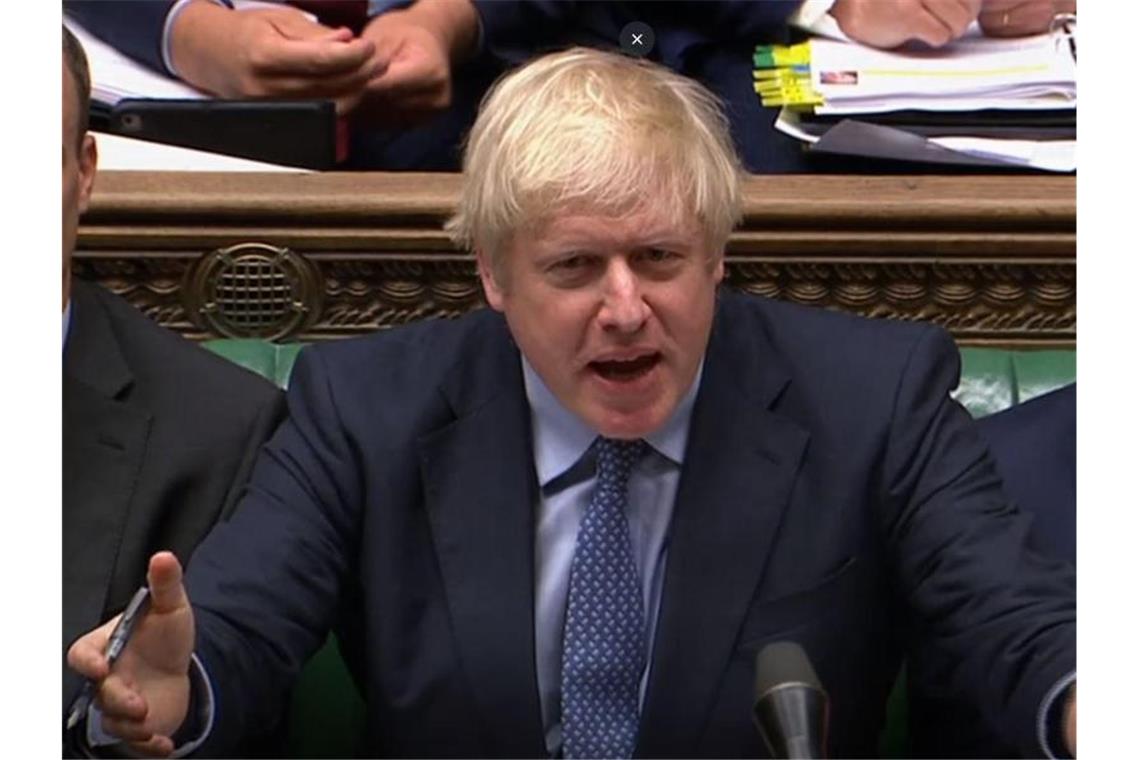 Boris Johnson während einer Fragerunde im britischen Parlament. Foto: House Of Commons/PA Wire