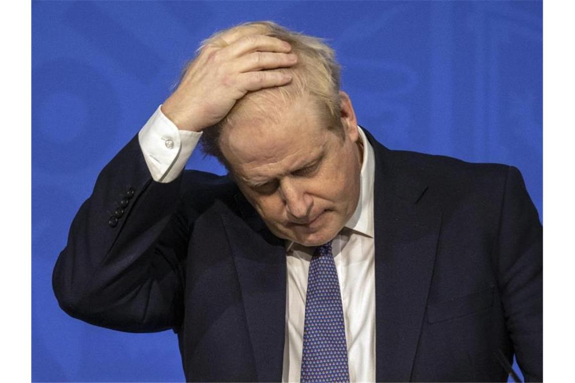 Boris Johnson während einer Pressekonferenz zu Corona-Maßnahmen Anfang Januar. Foto: Jack Hill/The Times/PA Wire/dpa