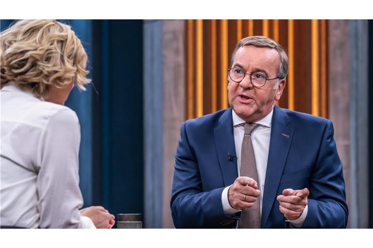 Boris Pistorius (SPD) im Gespräch mit Caren Miosga.