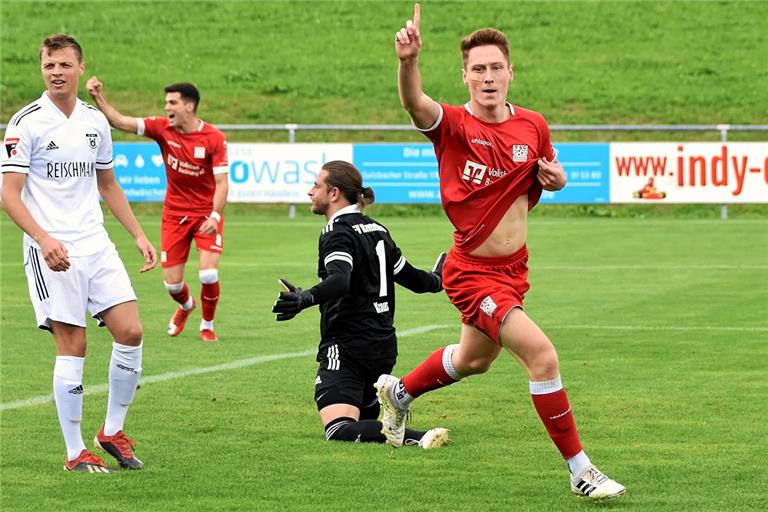 Brachte die TSG Backnang mit seinem frühen 1:0 auf Jubelkurs: Loris Maier. Foto: T. Sellmaier