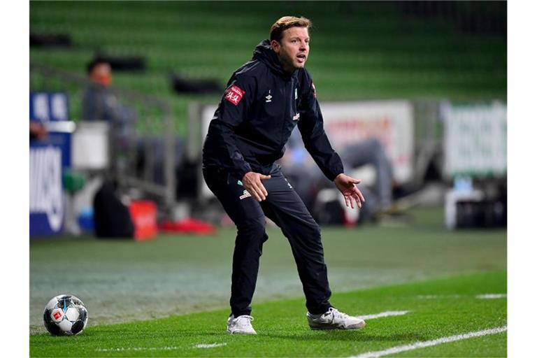 Bremens Cheftrainer Florian Kohfeldt glaubt weiter an sein Team. Foto: Stuart Franklin/Getty-Pool/dpa