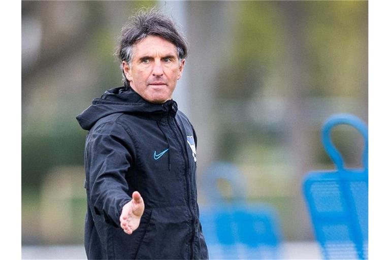 Bruno Labbadia, Trainer von Hertha BSC, gibt Anweisungen zum Trainingsplatz. Foto: Jan-Philipp Burmann/Hertha BSC via City-Press GmbH/dpa/Archivbild