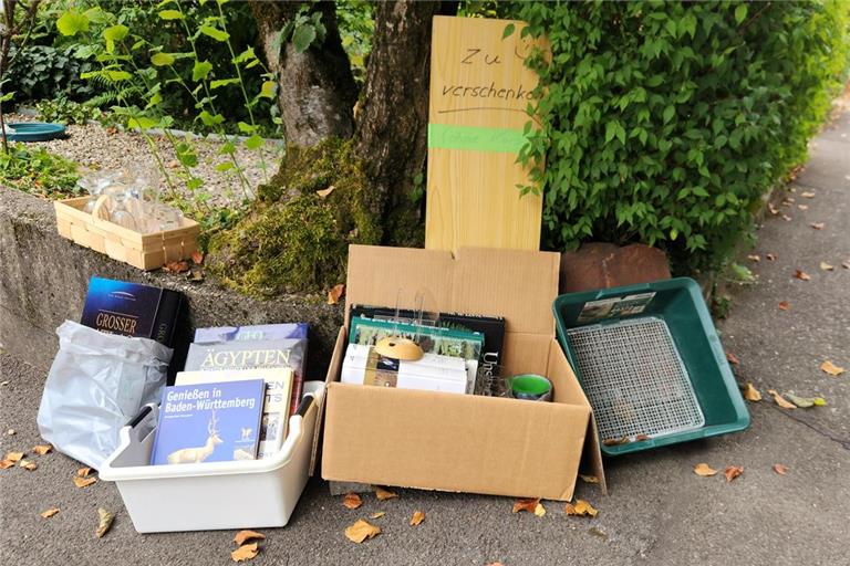Bücher, Gläser, Bilderrahmen – die Verschenkboxen am Straßenrand laden zum Stöbern und Wühlen ein. Foto: privat