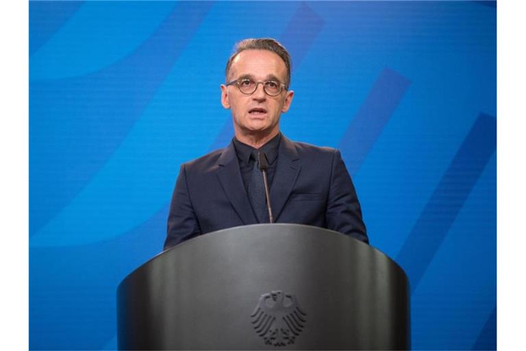 Bundesaußenminister Heiko Maas: „Ich hoffe nicht, dass die Russen uns zwingen, unsere Haltung zu Nord Stream 2 zu ändern.“. Foto: Stefanie Loos/AFP Pool/dpa