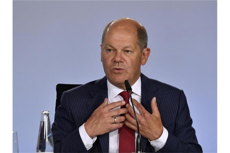 Bundesfinanzminister Olaf Scholz: „Der Wumms ist in vollem Gange.“. Foto: John Macdougall/AFP/POOL/dpa