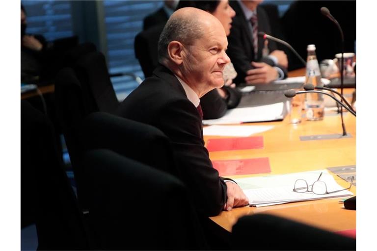 Bundesfinanzminister Olaf Scholz im Finanzausschuss des Bundestages. Foto: Carsten Koall/dpa