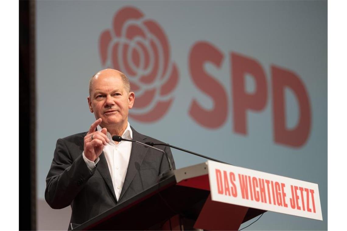 Finanzspritze für die Wirtschaft: Weitere 22 Milliarden Euro Bundesfinanzminister Olaf Scholz (SPD) bei einem digitalen Parteitag der baden-württembergischen Sozialdemokraten in Stuttgart. Foto: Sebastian Gollnow/dpa