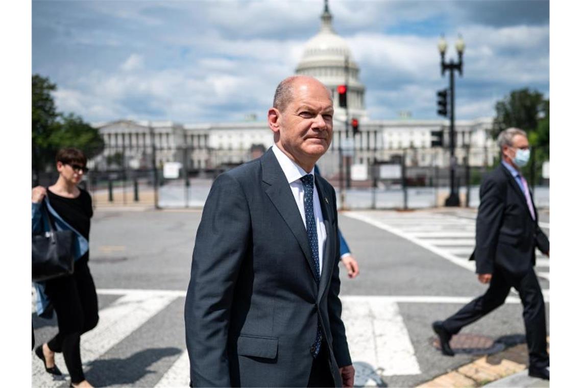 Durchbruch bei globaler Mindeststeuer für Unternehmen Bundesfinanzminister Olaf Scholz (SPD) ist gerade in Washington zu Besuch. Foto: Bernd von Jutrczenka/dpa