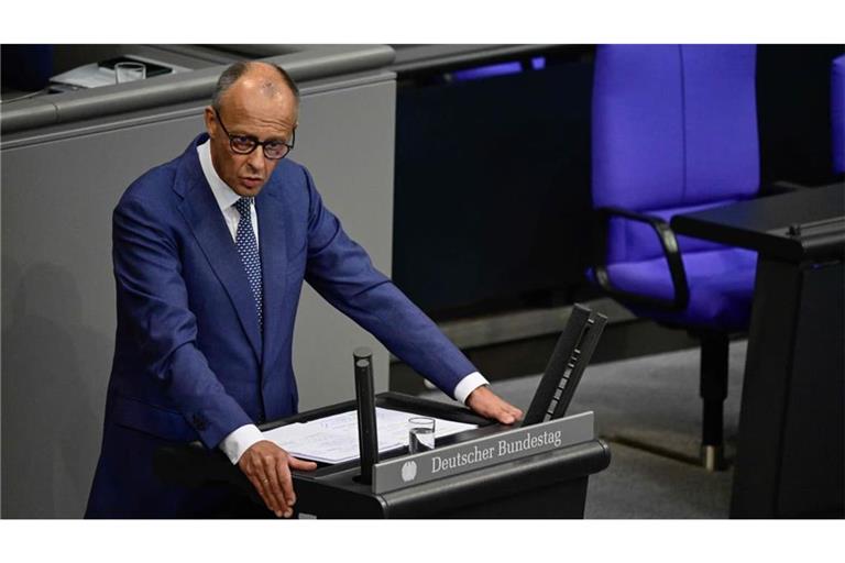 Bundeskanzler Friedrich Merz bei der Generaldebatte im Bundestag.