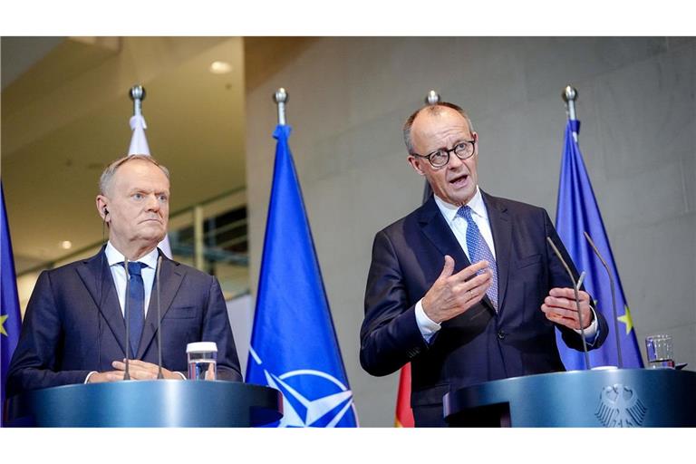 Bundeskanzler Friedrich Merz (CDU) und Donald Tusk, Ministerpräsident von Polen, beschworen Einigkeit.