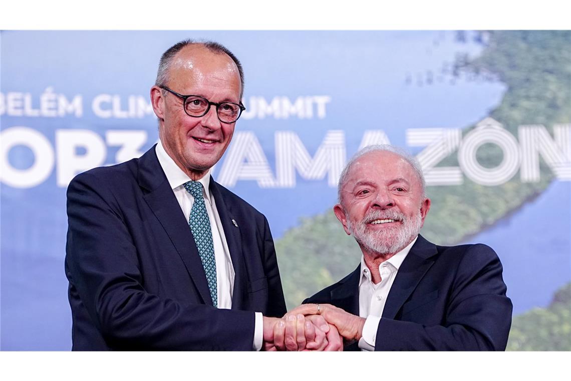Bundeskanzler Friedrich Merz  traf bei der Weltklimakonferenz COP30 Luiz Inacio Lula da Silva, Präsident von Brasilien.