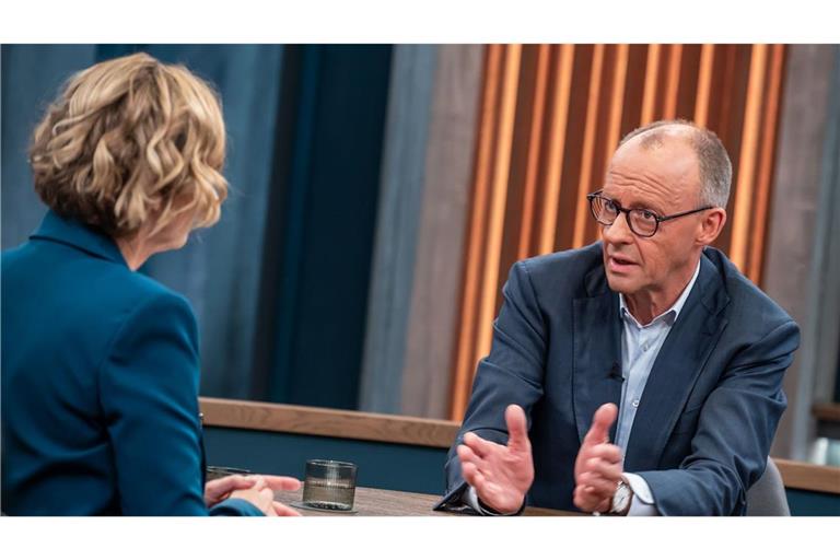 Bundeskanzler Merz im Gespräch mit ARD-Moderatorin Miosga.