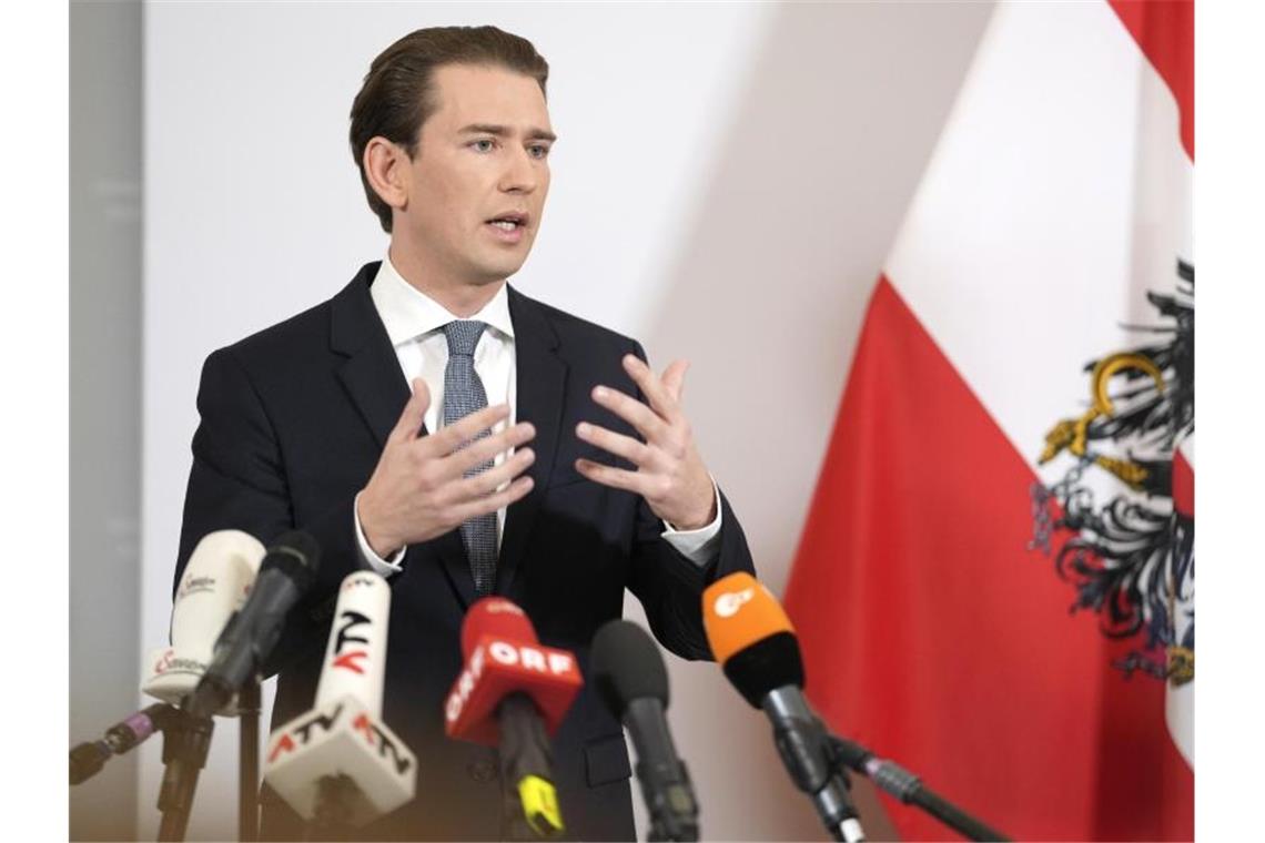 Bundeskanzler Sebastian Kurz gibt im Kanzleramt in Wien ein Statement zur Regierungskrise. Foto: Georg Hochmuth/APA/dpa
