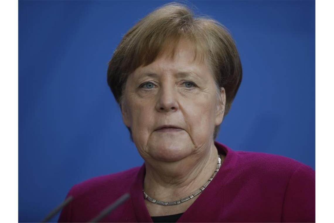 Bundeskanzlerin Angela Merkel bei einer Pressekonferenz zum Kampf gegen das Coronavirus. Foto: Markus Schreiber/AP POOL/dpa