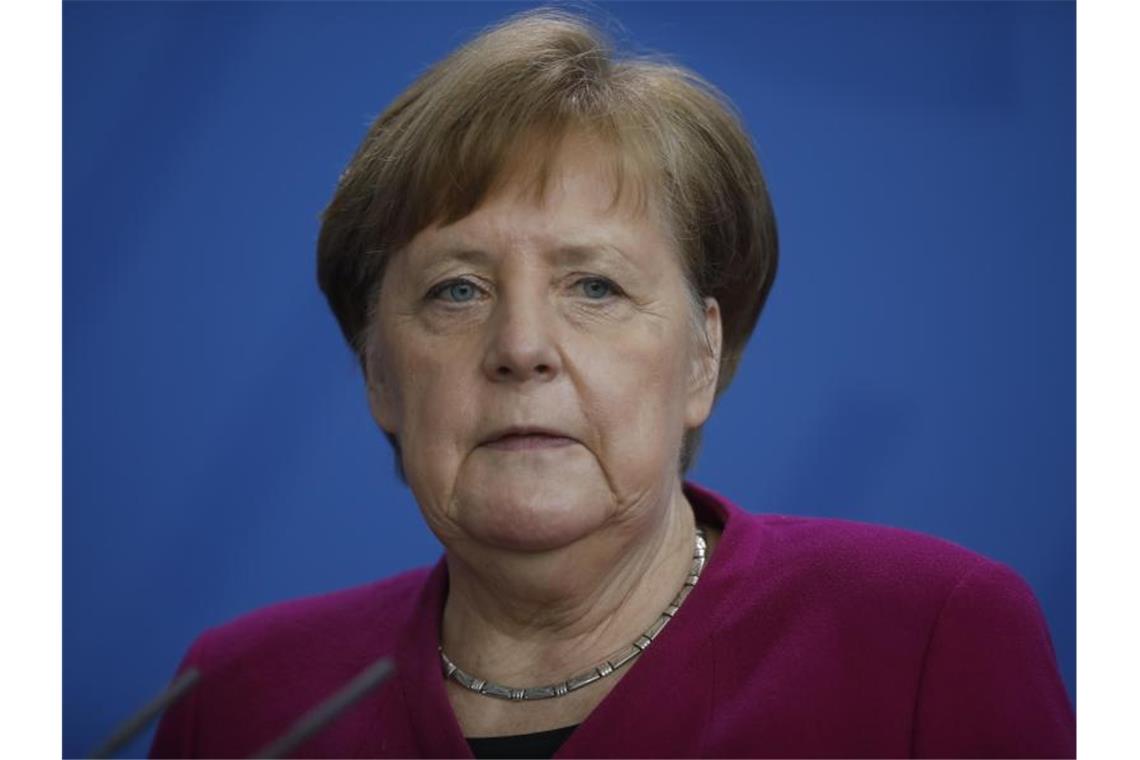 Bundeskanzlerin Angela Merkel (CDU) bei einer Pressekonferenz. Foto: Markus Schreiber/AP POOL/dpa/Archivbild