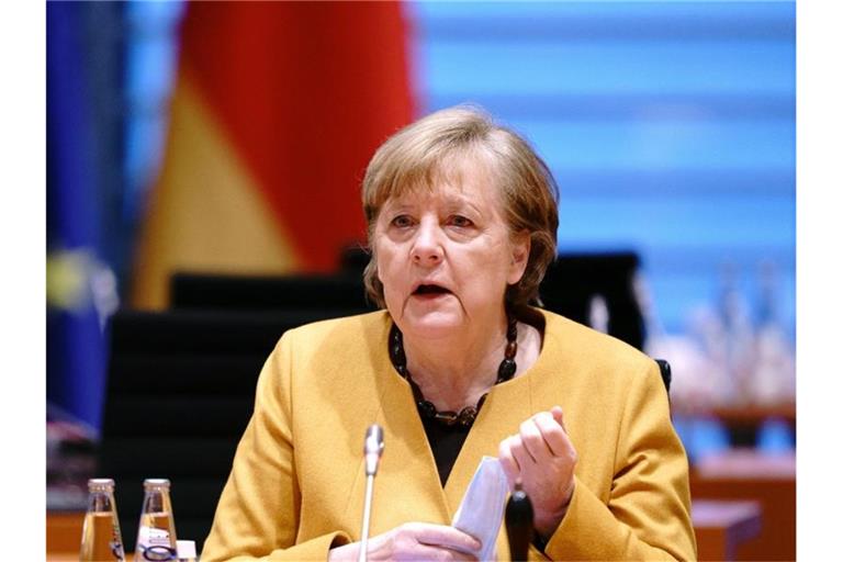 Bundeskanzlerin Angela Merkel (CDU) nimmt an der Sitzung des Bundeskabinetts im Bundeskanzleramt teil. Foto: Kay Nietfeld/dpa-Pool/dpa